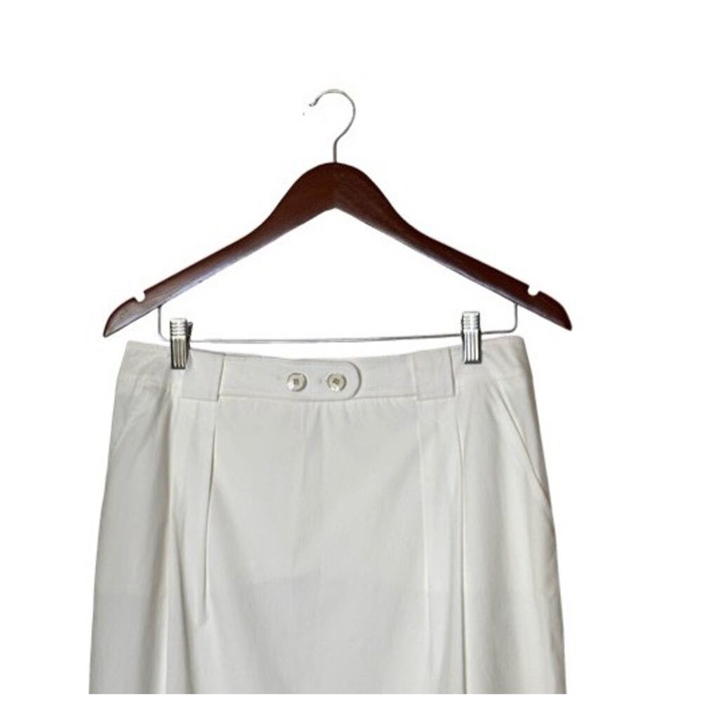 Rena Lange Fashion Show Skirt White Pencil Size 8 Pleated Cotton Preppy Office - Picture 2 of 7